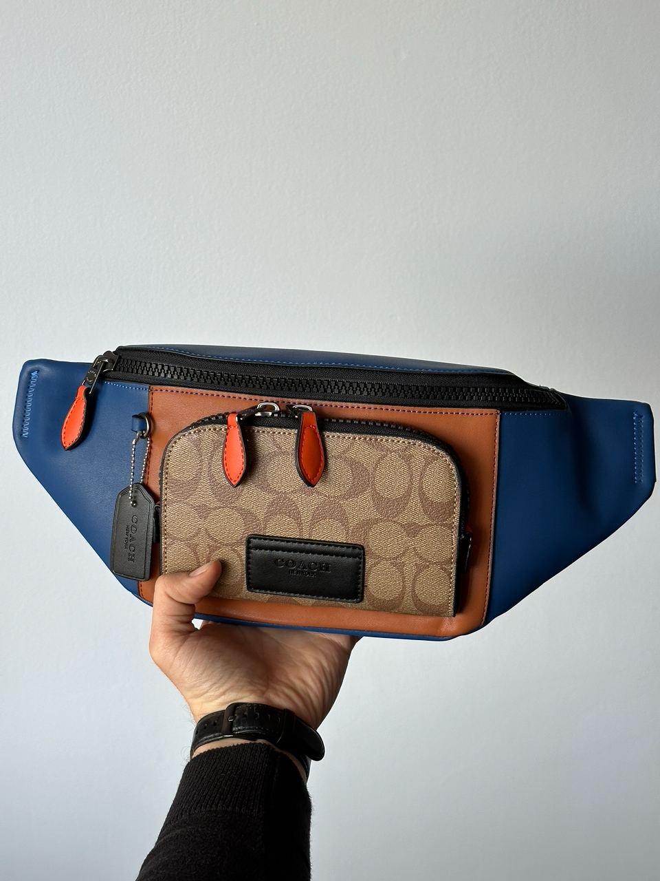 Шкіряна чоловіча сумка бананка Coach Track Belt Bag in Colorblock