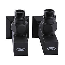 Набір кранів для сушарки для рушників з американкою SOLOMON LUX 1/2 CUBE BLACK 8888 (1уп), фото 3