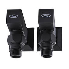 Набір кранів для сушарки для рушників з американкою SOLOMON LUX 1/2 CUBE BLACK 8888 (1уп), фото 4