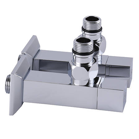Набір кранів для сушарки для рушників з американкою SOLOMON LUX 1/2 CUBE CHROM 8888 (1уп), фото 1