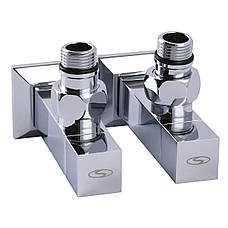 Набір кранів для сушарки для рушників з американкою SOLOMON LUX 1/2 CUBE CHROM 8888 (1уп), фото 3