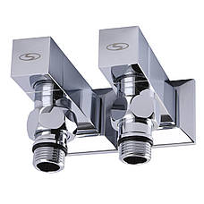 Набір кранів для сушарки для рушників з американкою SOLOMON LUX 1/2 CUBE CHROM 8888 (1уп), фото 4