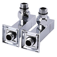 Набір кранів для сушарки для рушників з американкою SOLOMON LUX 1/2 CUBE CHROM 8888 (1уп), фото 6