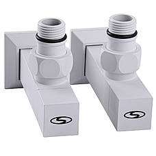 Набір кранів для сушарки для рушників з американкою SOLOMON LUX 1/2" CUBE WHITE 8888 (1уп), фото 4