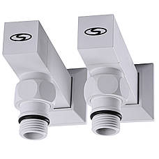 Набір кранів для сушарки для рушників з американкою SOLOMON LUX 1/2" CUBE WHITE 8888 (1уп), фото 5