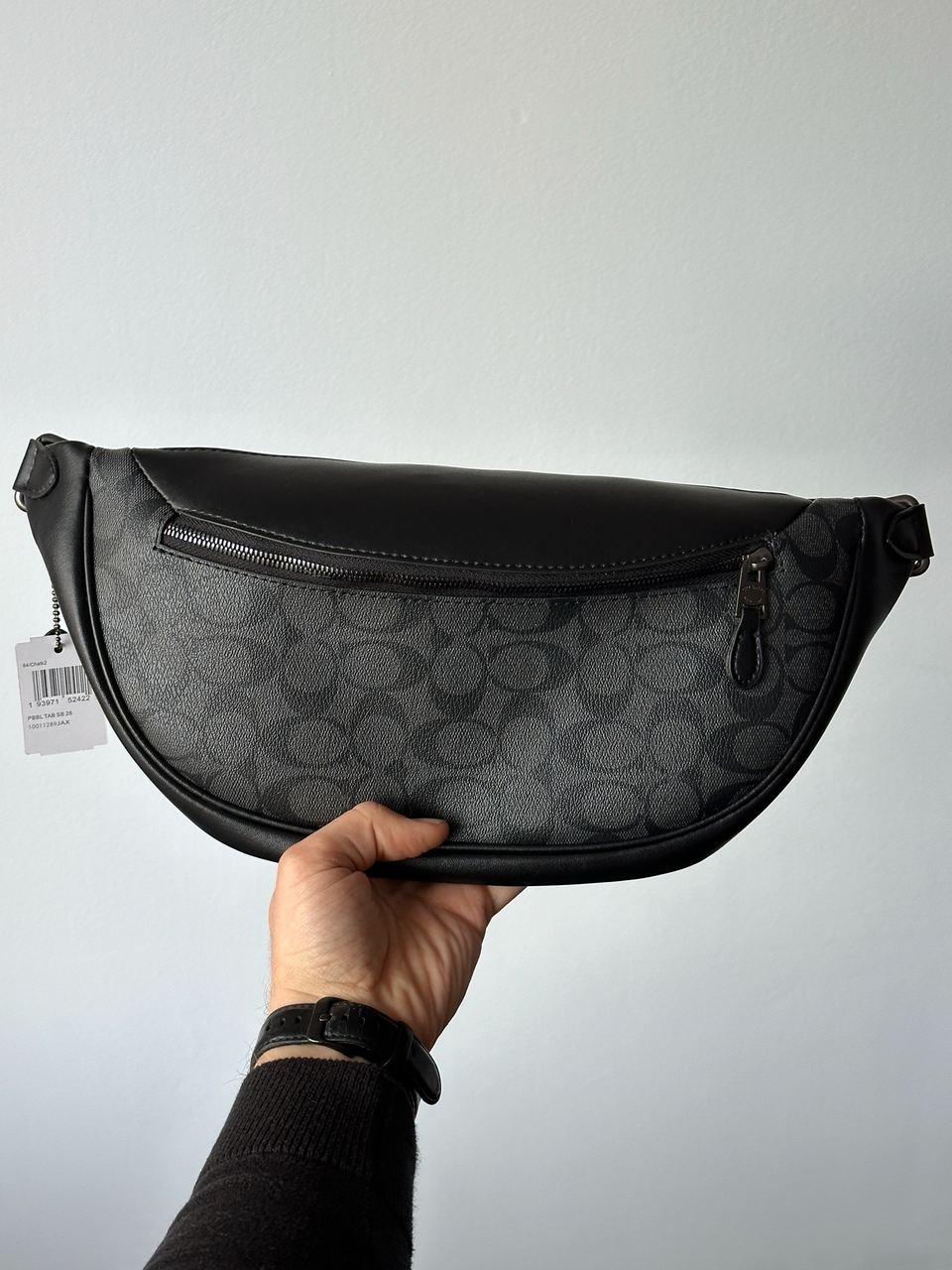 Шкіряна сіра чоловіча сумка бананка Coach Warren
