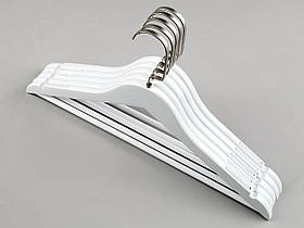 Плічка вішалки тремпеля дерев'яні білого кольору, довжина 44 см, в упаковці 5 штук