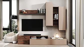 Вітальня Лора-2  дуб ліворно/тоффі  Світ Меблів