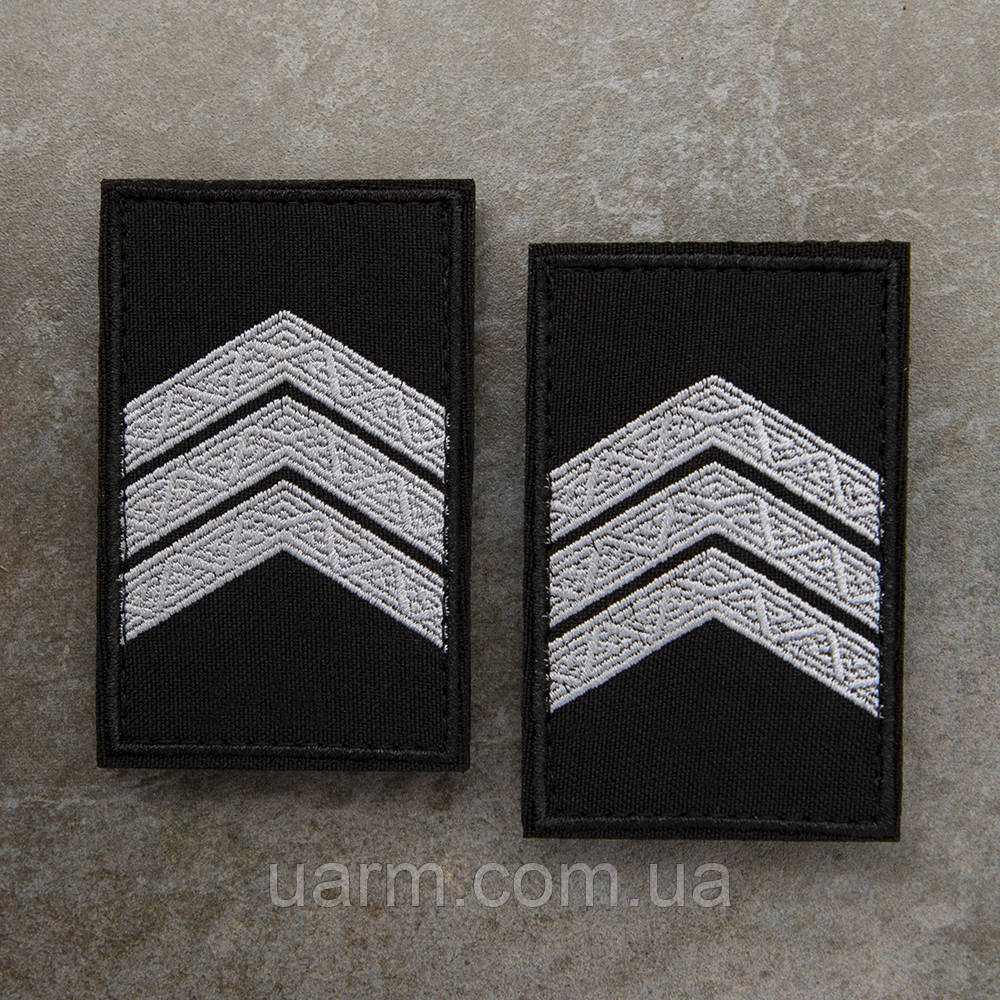 Погони НПУ Сержант комплект 2шт чорний 8 х 5 см, фото 1