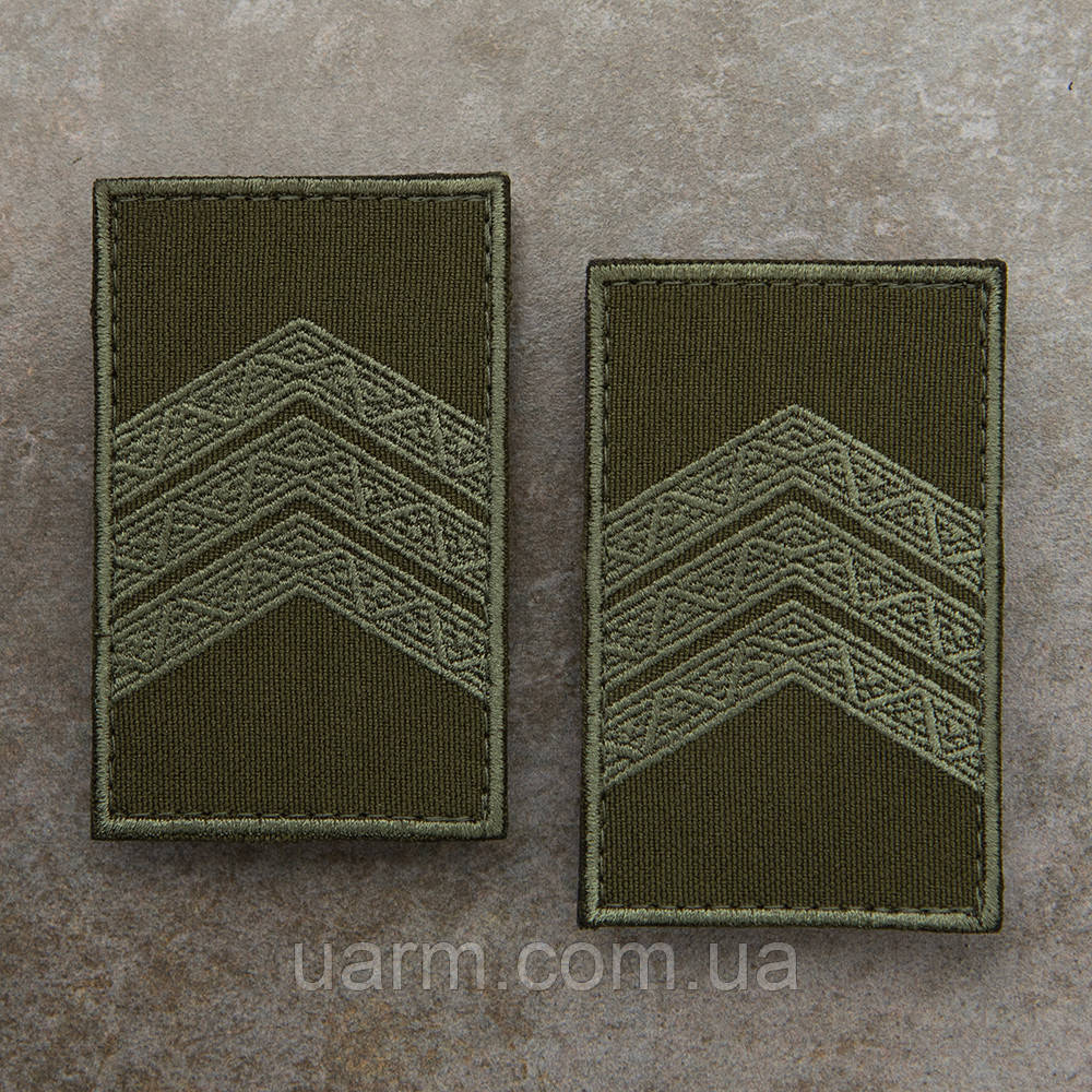 Погони НПУ Сержант комплект 2шт олива 8 х 5 см, фото 1