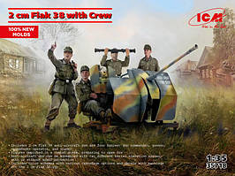 2 cm Flak 38 Німецька зенітна гармата з розрахунком. Збірна модель у масштабі 1/35. ICM 35718