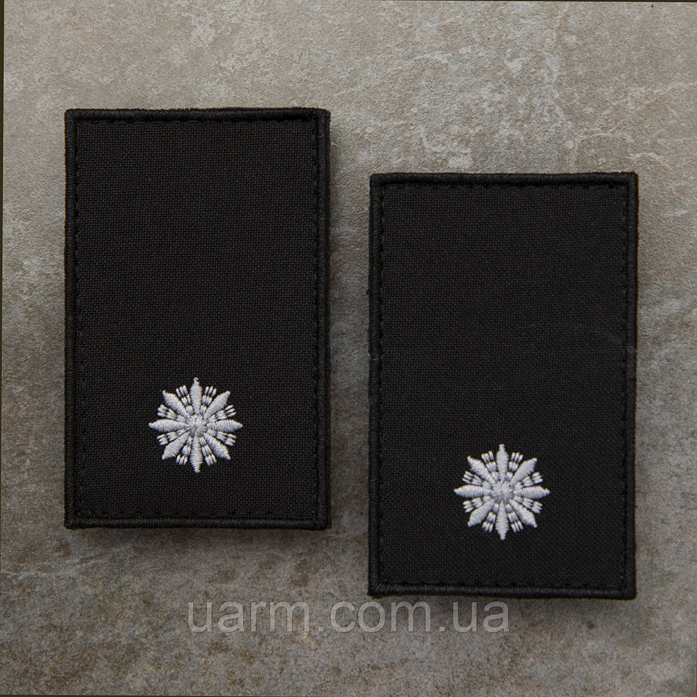 Погони НПУ Молодший лейтенант комплект 2шт чорний 8 х 5 см, фото 1