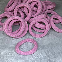 Набір гумок для волосся з люрекс ниткою, Калуш 4 см, колір- рожевий, упаковка 25 шт, Рожевий