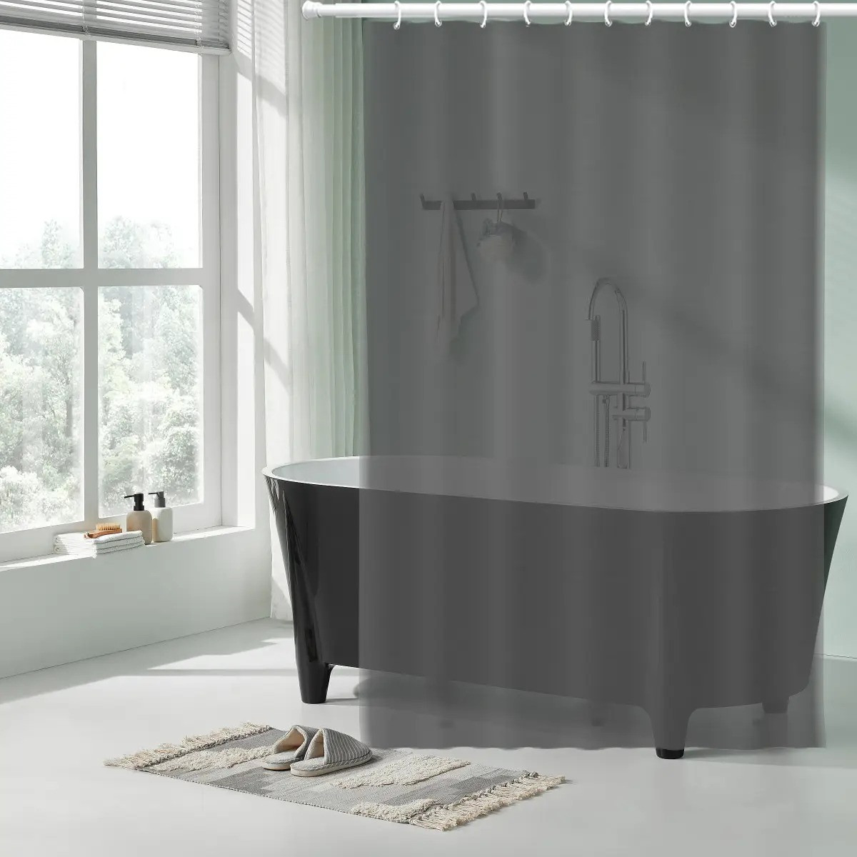 Шторка для ванної та душу з кільцями Bathlux 180x180 см водовідштовхувальна, шторка для ванної кімнати, фото 1