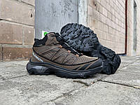 Мужские зимние кроссовки на меху Salomon XT-6 Gore-tex Brown коричневые водонепроницаемые