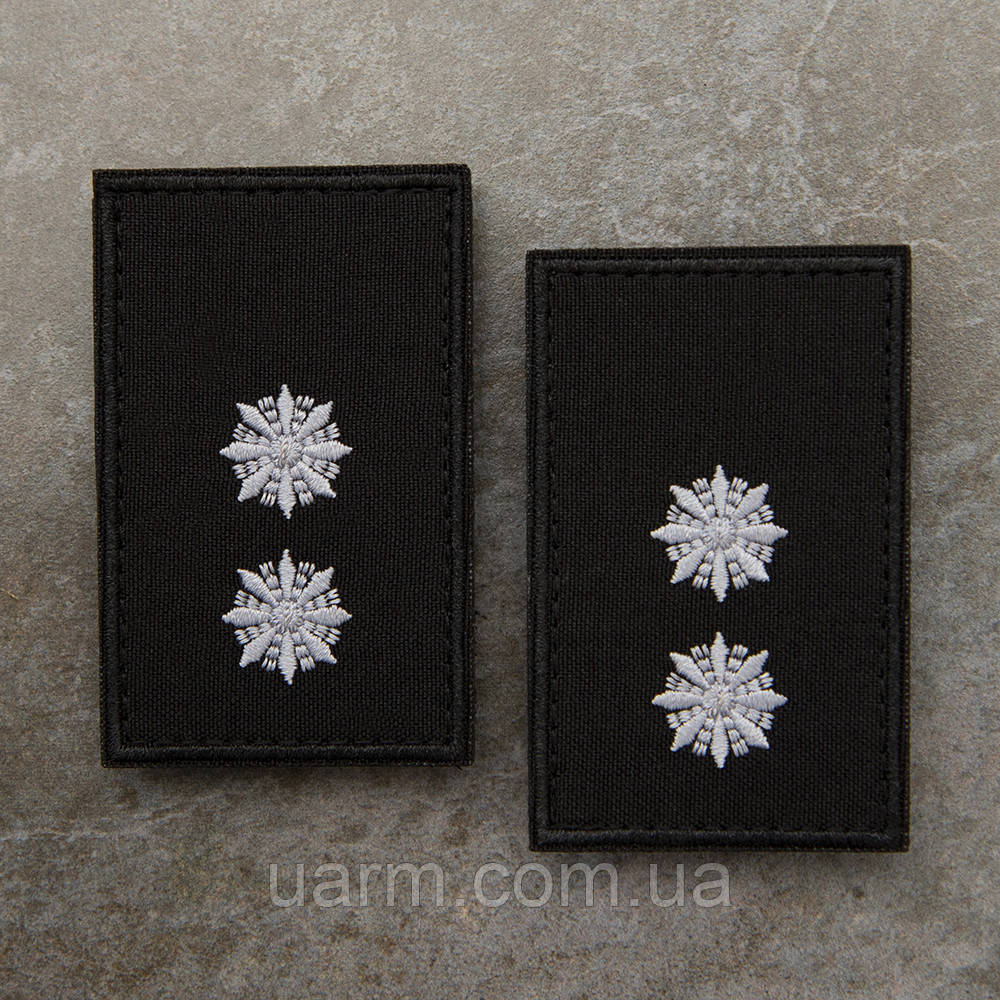 Погони НПУ Лейтенант комплект 2шт чорний 8 х 5 см, фото 1