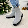 Черевики жіночі замшеві на товстій підошві, колір сірий, фото 2