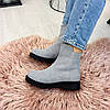 Черевики жіночі замшеві на товстій підошві, колір сірий, фото 3