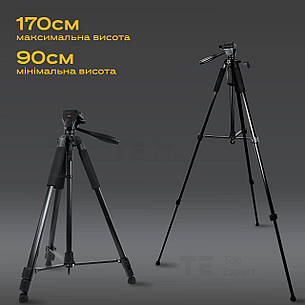 Професійний штатив LUX100 RT-1 тринога 170 см для телефону фотоапарата камери для зйомки з рівнем+чохол, фото 3