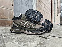 Мужские зимние кроссовки на меху Salomon XT-6 Gore-tex Grey коричневые водонепроницаемые