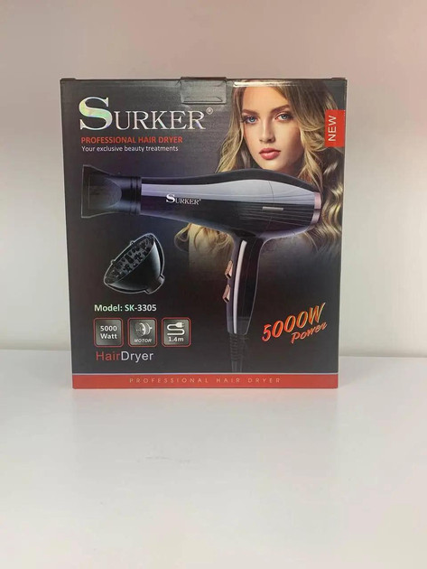 Мощний фен для укладки волосся з потужністю 2200 Вт Surker., фото 1