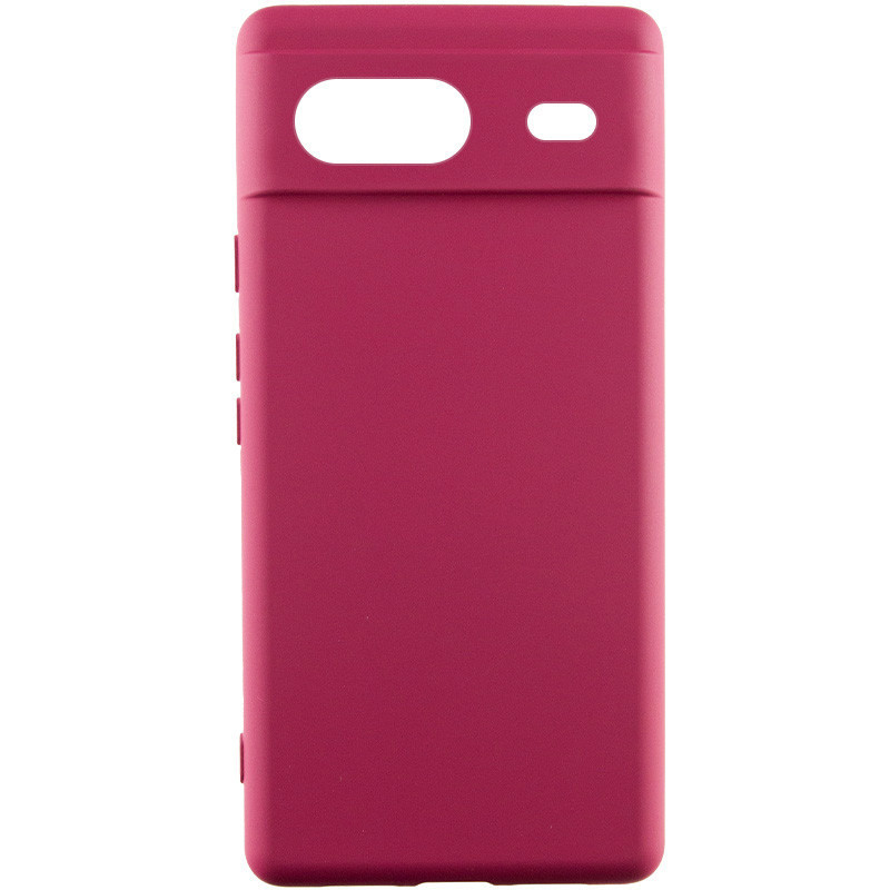 Чохол Silicone Cover Lakshmi Full Camera (AAA) для Google Pixel 8a | Мікрофібра Бордовий / Plum, фото 1