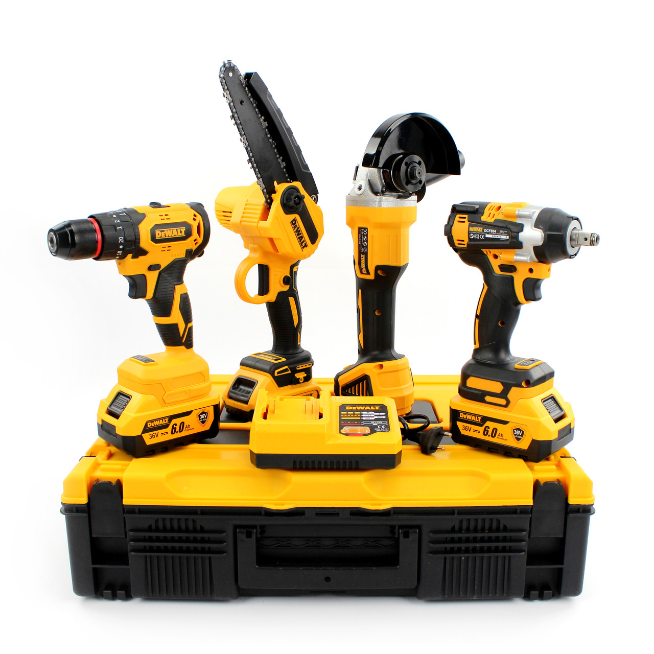 Набір 4в1 АКБ DeWalt 36V (Шуруповерт ударний DCD796 + УШМ DCG405 + Гайковерт DCF894 + Міні-пила DCM160N)