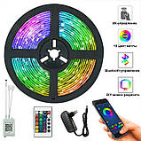 Підсвічування інтер'єру світлодіодною стрічкою SMD 5050 RGB 5 м bluetooth, Підсвічування лед CL-860 для дому, фото 9