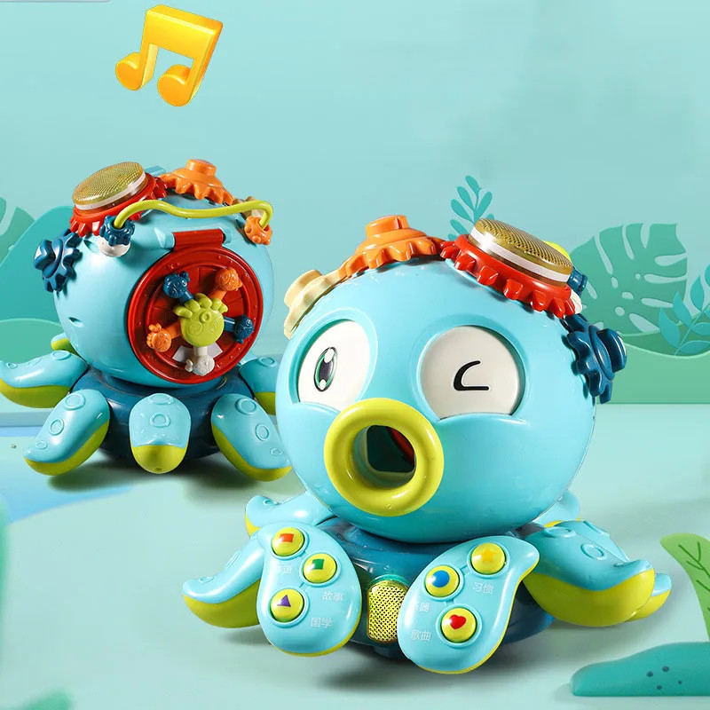 Інтерактивна іграшка восьминіг Розвиваюча музична гра сортер кольори барабан пальчикові ігри англійська, фото 1