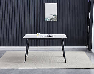 Стіл ALMER 110х70 з керамічною стільницею глянець білий, метал ніжки