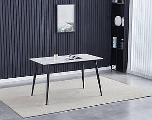 Стіл ALMER 130х70 з керамічною стільницею глянець білий, метал ніжки