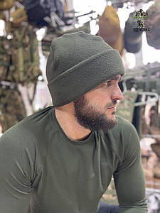 Шапка флісова з закотом 260 г/м, олива