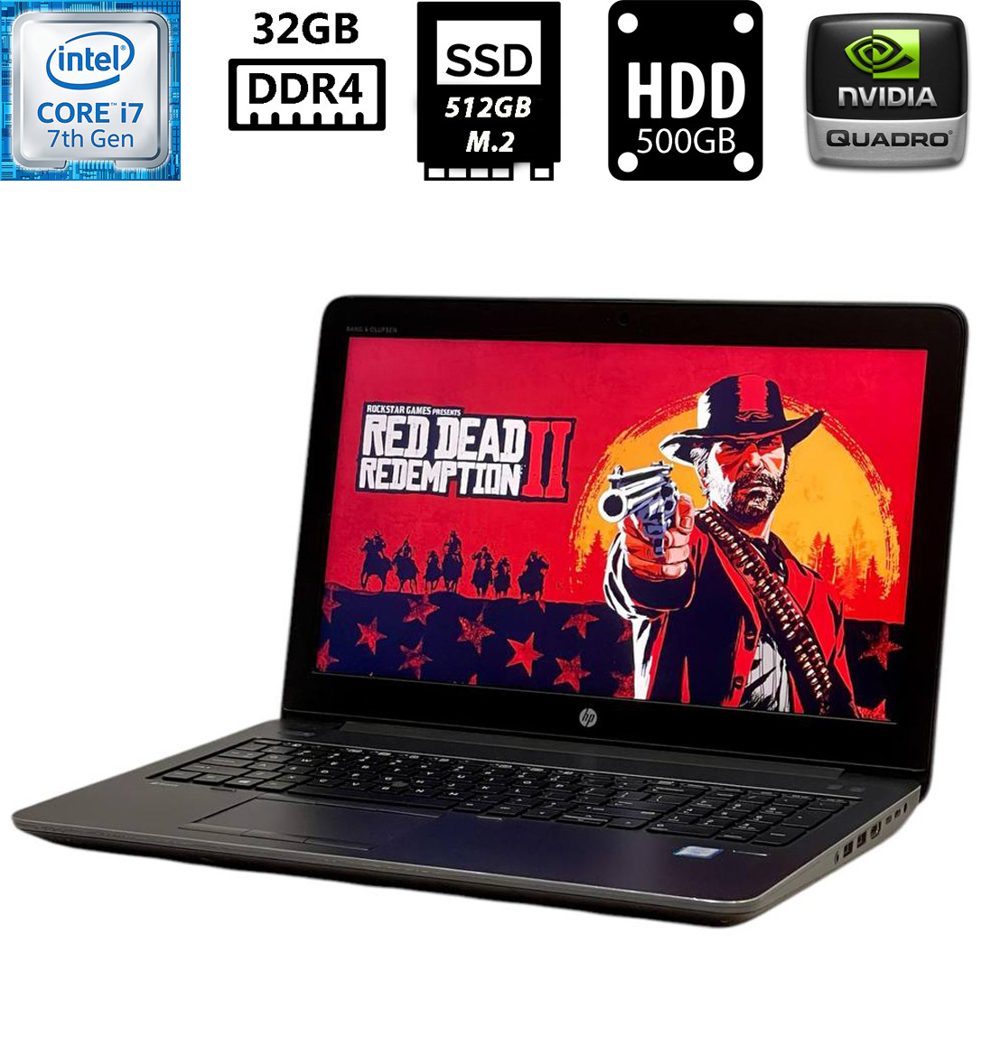 Ноутбук HP ZBook 15 G4/15.6” TN 1920x1080/Core i7-7820HQ 2.90GHz/32GB/SSD 512GB M.2+HDD 500GB/NVIDIA Quadro M2200 4GB Камера Б/В