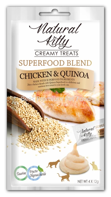 Крем-снек для котів Natural Kitty Creamy Treats Chicken with Quinoa зі смаком курки і кіноа 4х12г