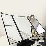 Потрійне дзеркало для макіяжу з підсвічуванням. XN-398 Колір чорний, фото 2