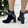 Жіночі черевики на невисокому підборі, колір синій, фото 3
