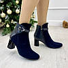 Жіночі черевики на невисокому підборі, колір синій, фото 2