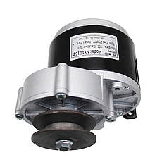 Електричний колекторний двигун MY1016Z 36V 350W з редуктором, з ніжками, довгий вал, зі шківом, фото 3