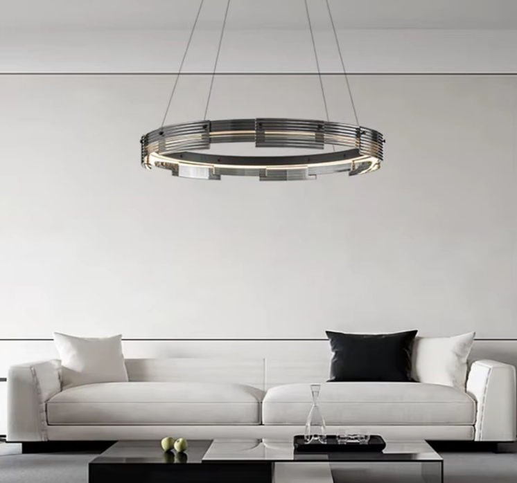 Люстра із підвісним чорним кільцем з графітовими пластинами Ø 60 см MJ 231-600 BK, фото 1