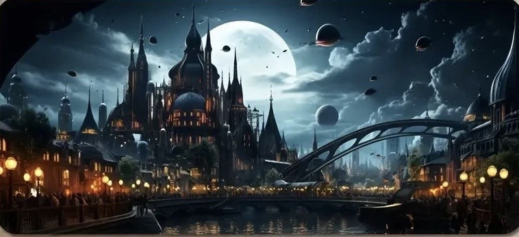 Великий ігровий килимок для миші з тематикою магічного собору, розмір 80/30, фото 1