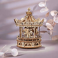 Конструктор Robotime 3D дерев'яний пазл модель Романтична карусель ROKR Romantic Carousel Mechanical AMK62