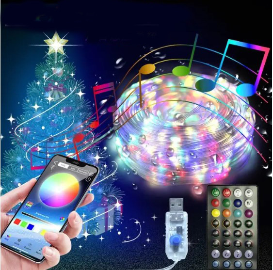 Смарт RGB Гірлянда USB + пульт ДК Bluetooth, фото 1