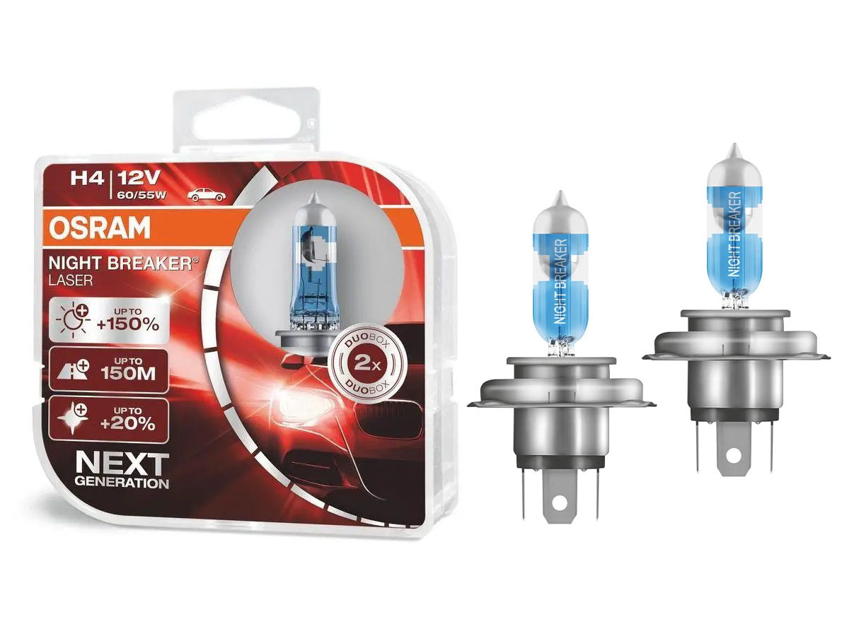 Комплект галогенових ламп Osram 64193NL H4 Night Breaker LASER NG +150% 60/55W 12V P43T HardDuopet, фото 1