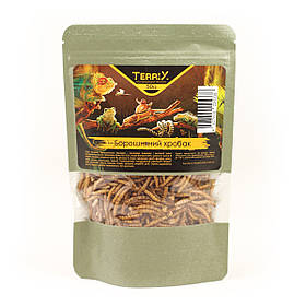 Корм для рептилій, їжаків, павуків, птахів, гризунів, амфібій, риб, равликів TerriX Борошняний черв'як 50 г