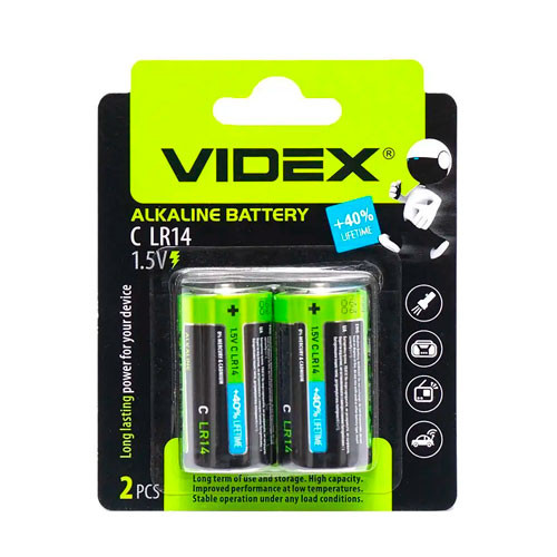 Батарейка LR14/C Videx лужна 1.5В