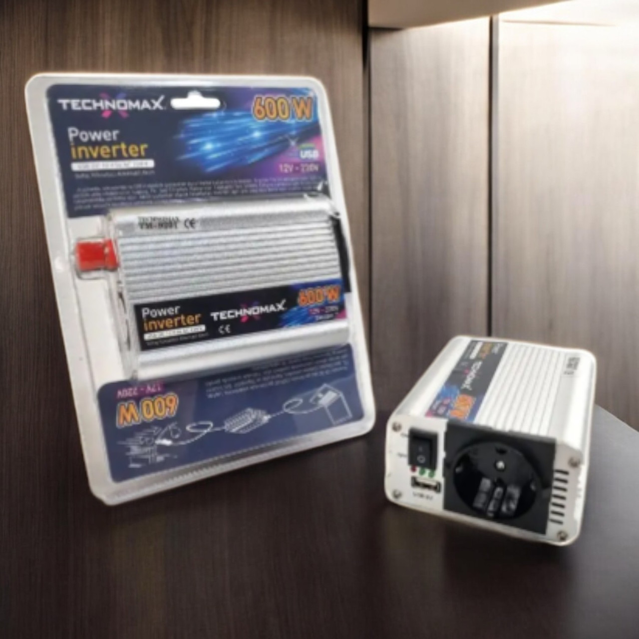 Інвертор Technomax TM-9201 600w перетворювач напруги з апроксимованою синусоїдою 12V-220V/50Гц