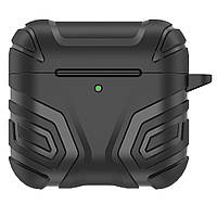 Протиударний TPU чохол для навушників Apple Airpods 4 | чохол + карабін | роздільний | чорний