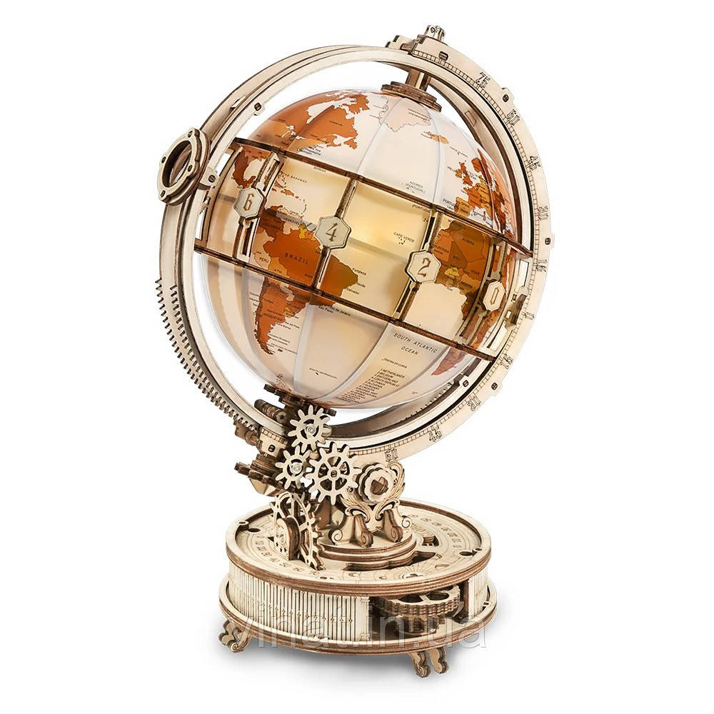 Конструктор Robotime 3D пазл дерев'яний модель Глобус, що світиться Luminous Globe ST003