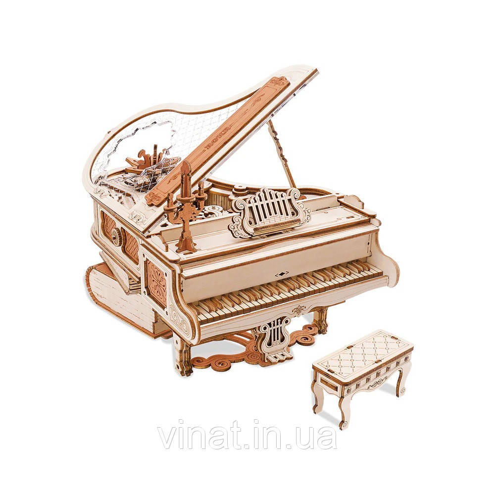 Конструктор Robotime 3D дерев'яний пазл модель Чарівне піаніно ROKR Magic Piano AMK81, фото 1