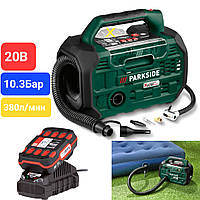 Компресор для коліс, Автонасос електричний, Автомобільний компресор (380 л/хв 10.3бар 20 В) Parkside, STK